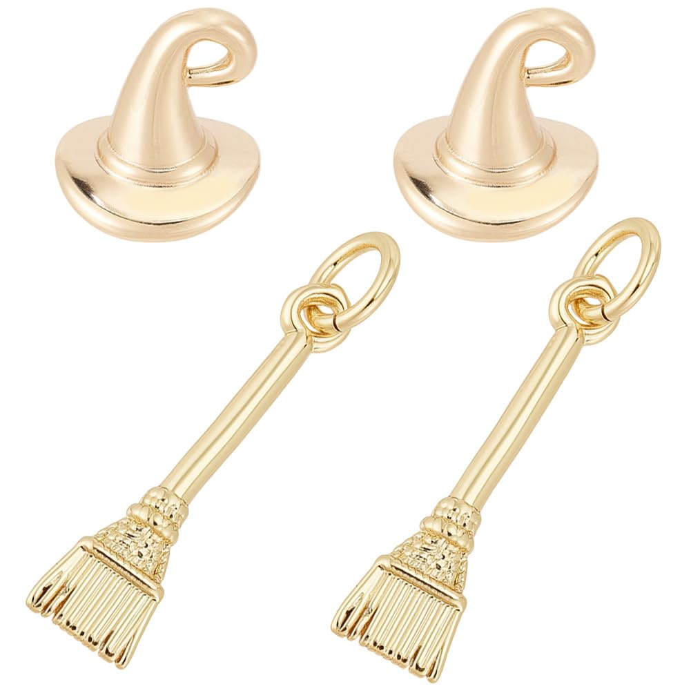 Pendentifs balais de magicien dorés pour créer vos bijoux d'Halloween