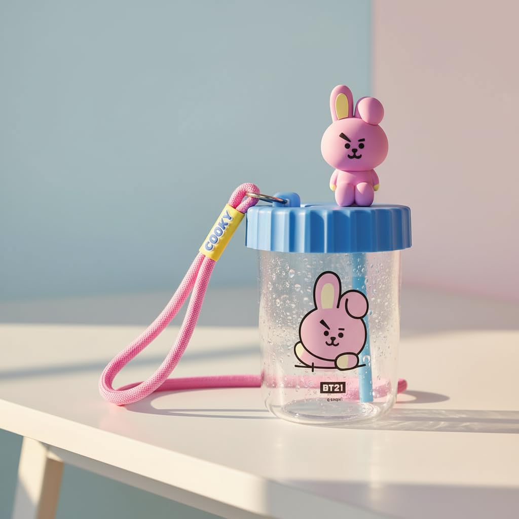 Lisanslı Süslemeli ve Askılı Plastik Şişe (520mL) - Cooky by MINISO