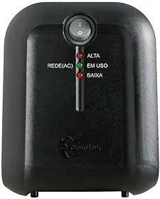 Estabilizador Coletek ES-2000VA Preto, Tensão nominal de entrada 115/220V bivolt automático e Tensão nominal de saída mono 115V, 5 Tomadas Padrão NBR 14136 Frequência 60Hz