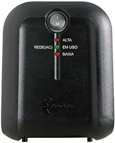Estabilizador Coletek ES-1500VA Preto, Tensão nominal de entrada 115/220V bivolt automático e Tensão nominal de saída mono 115V, 5 Tomadas Padrão NBR 14136 Frequência 60Hz