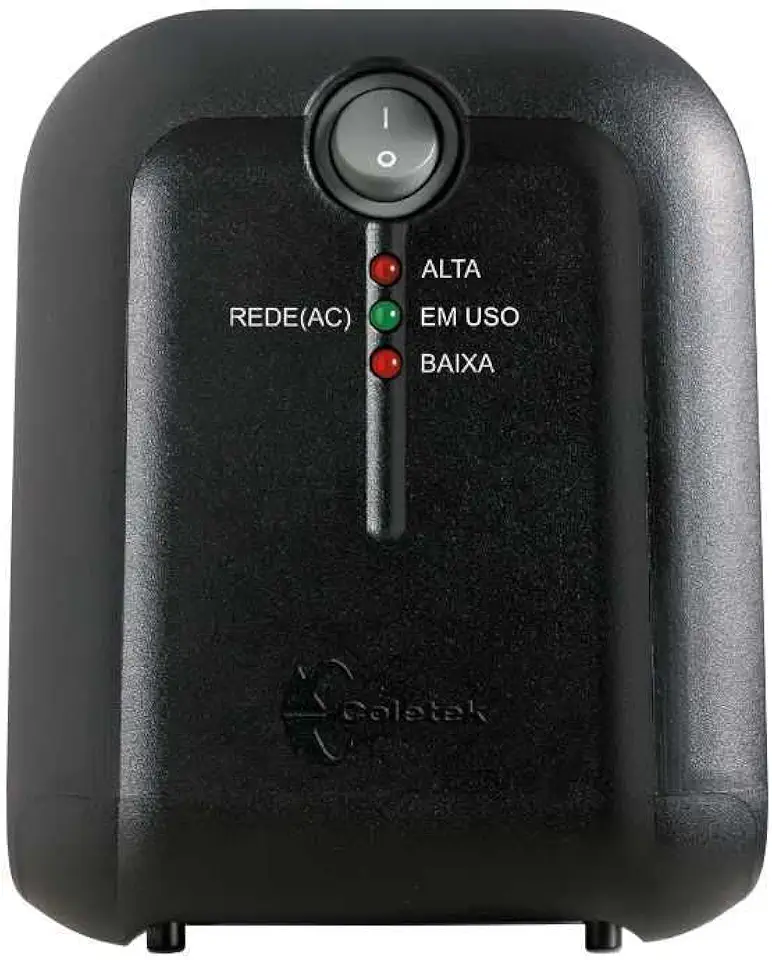 Estabilizador Coletek ES-1500VA Preto, Tensão nominal de entrada 115/220V bivolt automático e Tensão nominal de saída mono 115V, 5 Tomadas Padrão NBR 14136 Frequência 60Hz