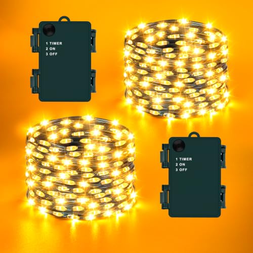 cshare 2 Stück Lichterkette Batterie Outdoor, Insgesamt 10M 100er Micro...