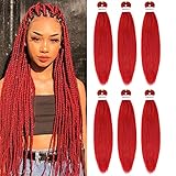Onica Ruby Red Braiding Hair 30 inch 6 pack Long Bright Red Bundles Winner EZ Braids Pre Stretched Braiding Hair Expressions Crochet Synthetic Hair Extensions
