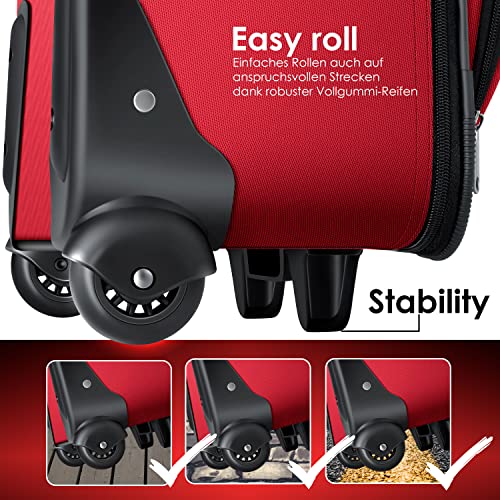 Kesser Trolleykofferset, 4-delig, reiskofferset met wieltjes, complete 4-delige set, formaten S, M, L, XL, netvak, wieltjes, telescoopgreep, koffer, reistas, stoffen koffer, handbagage, rood, S-M-L-XL - Image 8