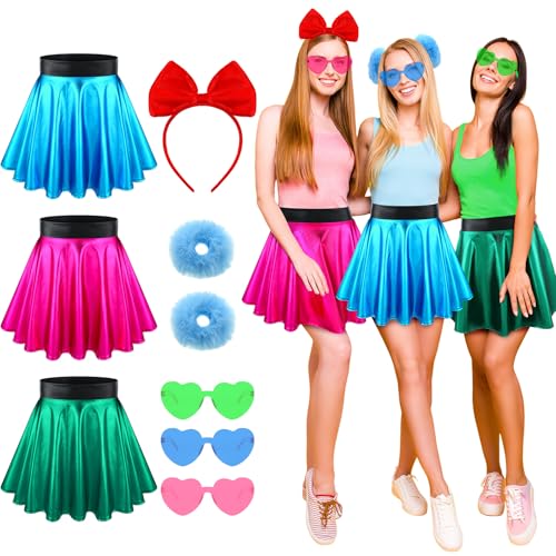 Zoooyawn 9 Pcs Halloween Anime Hero Costume Accessories Headband Heart Sunglasses Hair Scrunchies Skirt Party Cosplay(XX-Large)