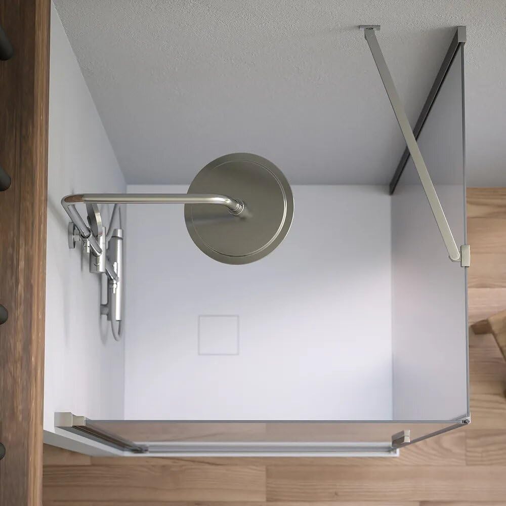 Box doccia 80x80cm con apertura a battente e parete fissa, profili cromati e vetro da 6mm opaco h195 | Elba