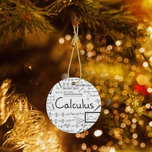 Phayah Pendentif rond en céramique pour sapin de Noël Motif géométrique mathématiques Geek Calcul Noël Décoration pour les rassemblements