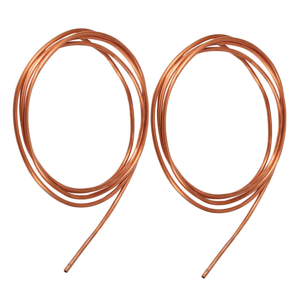 SKYPRO 2Pcs Copper Tube Refrigeration Copper Tubing Coil Flexible Copper Pipe Seamless Hollow Copper Pipe Soft Industrial Metal Tubing for Air Conditioning Refrigerator(3x2mm)