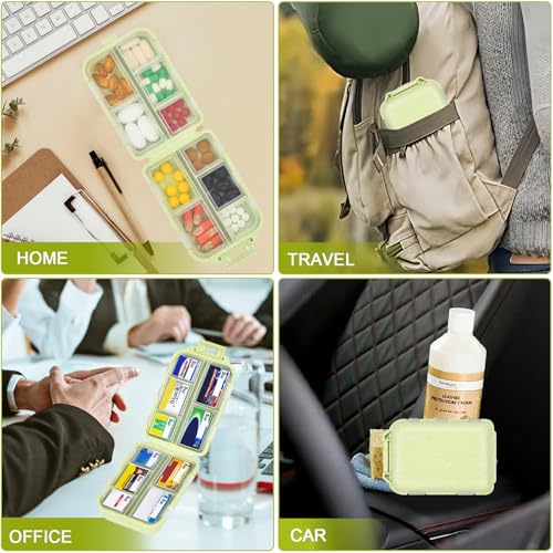 Image of Large Travel Pill Organizer with 189 Labels, Travel Pill Box Pill Case with Labels 7 Day Travel Medicine Organizer Purse Accessories (Yellow, 1 Pack)
