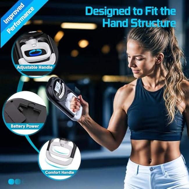 Grip Strength Tester Hand Dynamometer - Grip Strength Trainer Electronic Hand Gripper Strengthener Wrist Exerciser Meter Digital Training Gauge 265 Lbs / 120 Kgs for Sport School Home Use