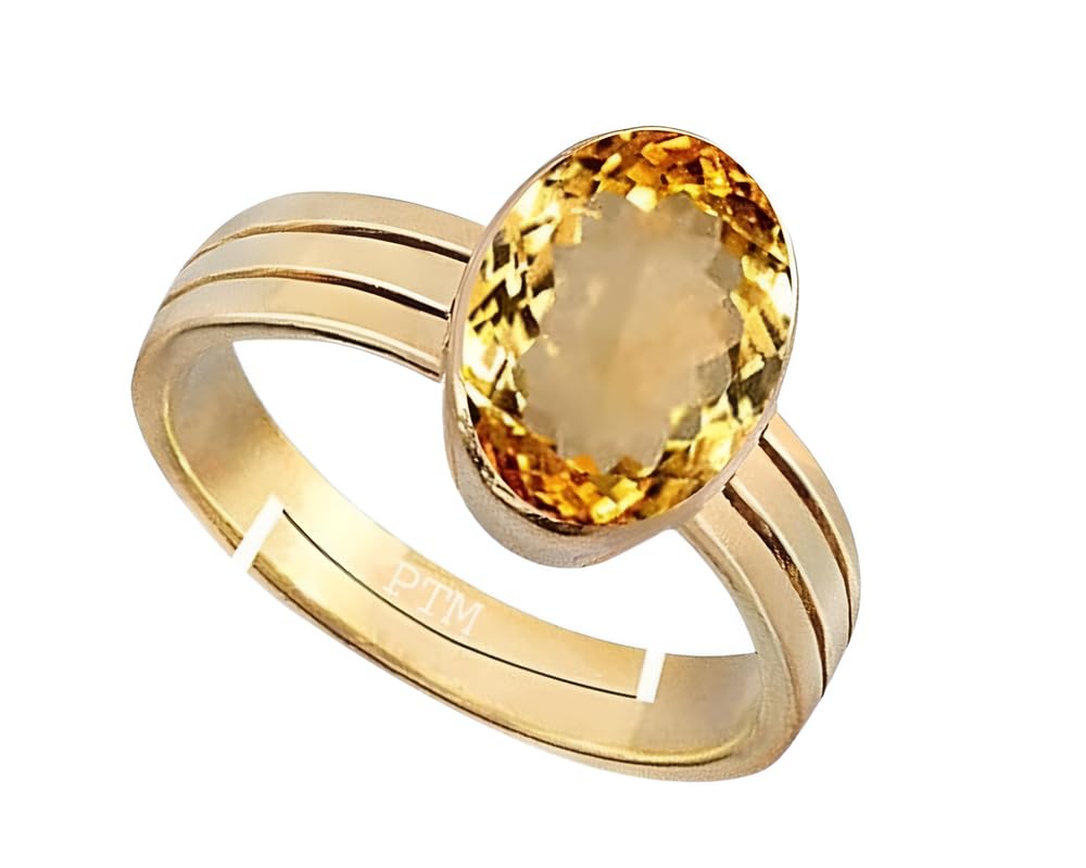 ptm Natural Citrine/Sunehla 5.25 Ratti or 5 Carat Astrological Certified Gemstone Panchdhatu/5 Metals Gold Plated Adjustable Ring for Men & Women - fba2525-picture-17