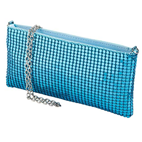 cecilia&bens Kleine Pailleten Clutch im 20er Jahre Stil | kleine Umhängetasche inkl. Handschlaufe & Kette, Farbe:blau