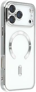 Capa Magnética Compatível com Magsafe para o iPhone 17 Pro Max - Proteção Completa nas Lentes das Câmeras e Carregamento por Aproximação Cor: Prata