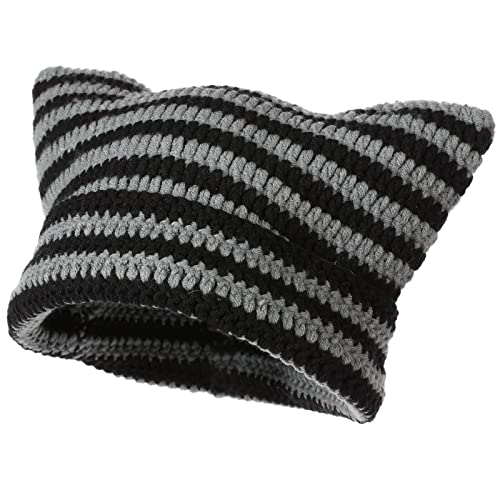 Crochet Hats For Women Y2K-Accessories Vintage Beanies Cat Beanie Fox Hat Grunge Accessories Knit Hat Winter Warm Little Devil Hat Slouchy Beanies For Women Girl #TOP7