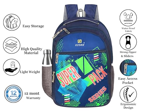 Image of FLYSACK Large 40L For Adults kids school college laptop travel backpack office bag with 3 compartments