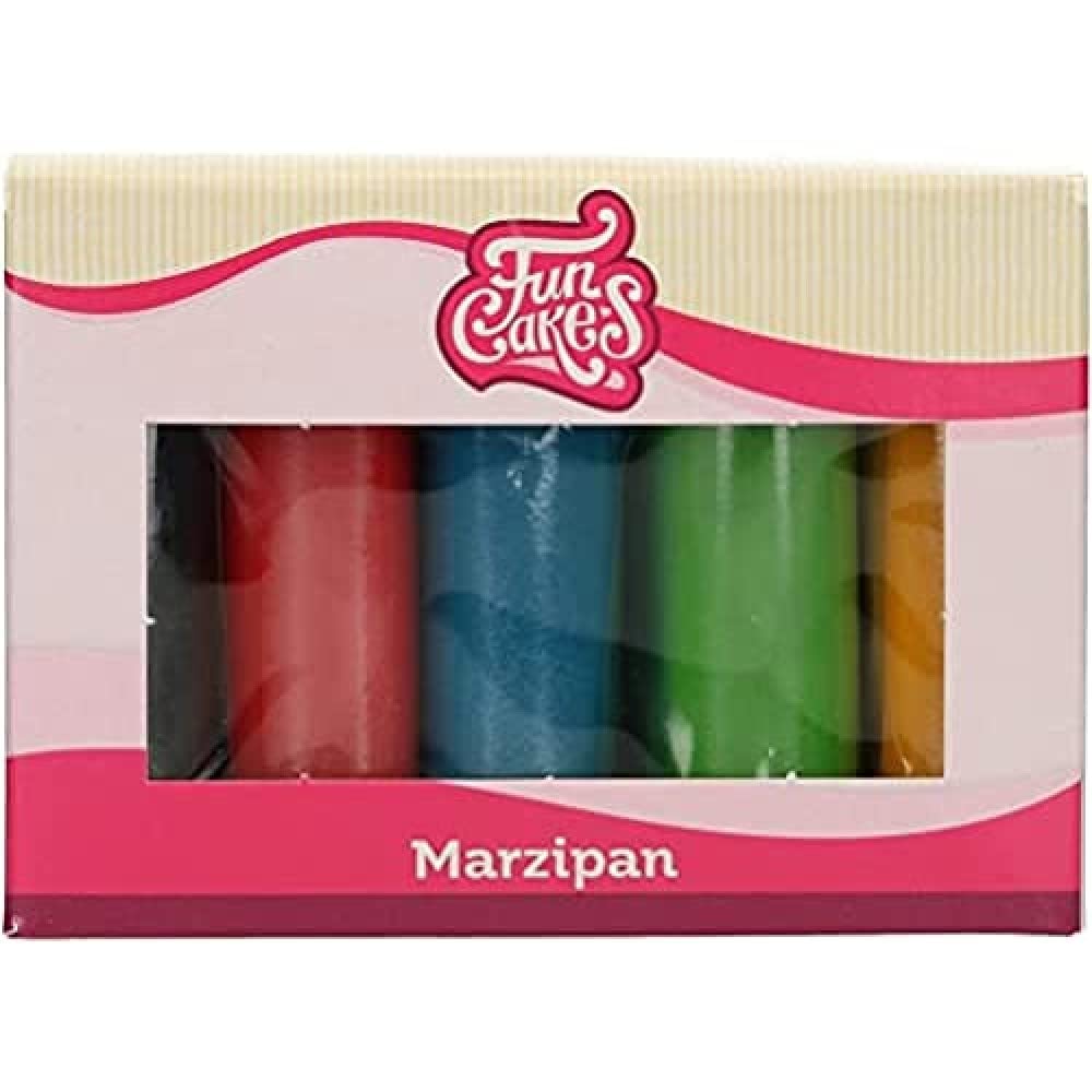 Funcakes Red/Green/Black Marzipan Multipack Essential Colours 5 X 100G