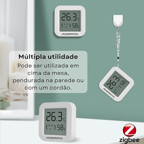 Sensor de Temperatura E Umidade Inteligente Com Display Zigbee Novadigital STU-ZBD