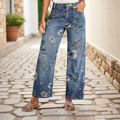 Womens Floral Barrel Jeans Low Rise Baggy Boyfriend Embroidered Jeans Fall 2025 Cute Mom Denim Pants2