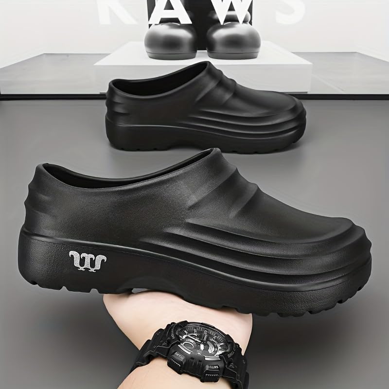 Hhhchpm Men's Chef Shoes Food Service Restaurant Shoes, Slip Resistant Oil Resistant Shoes for Kitchen, Work Shoes (Black,11)