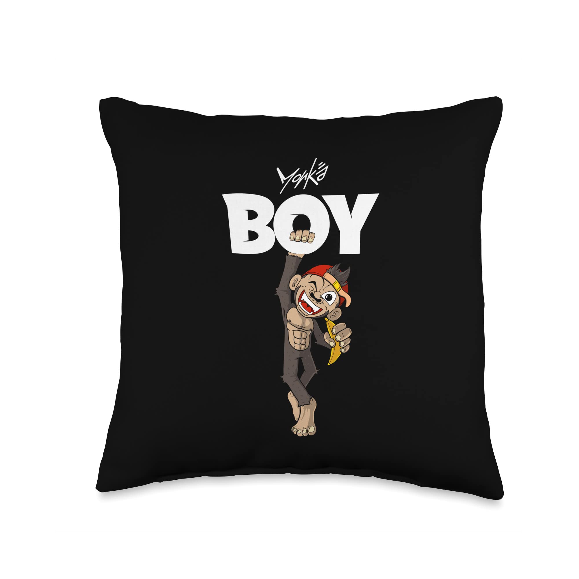 Boy Banana Funny Humor Monkeys Throw Pillow, 16x16, Multicolor