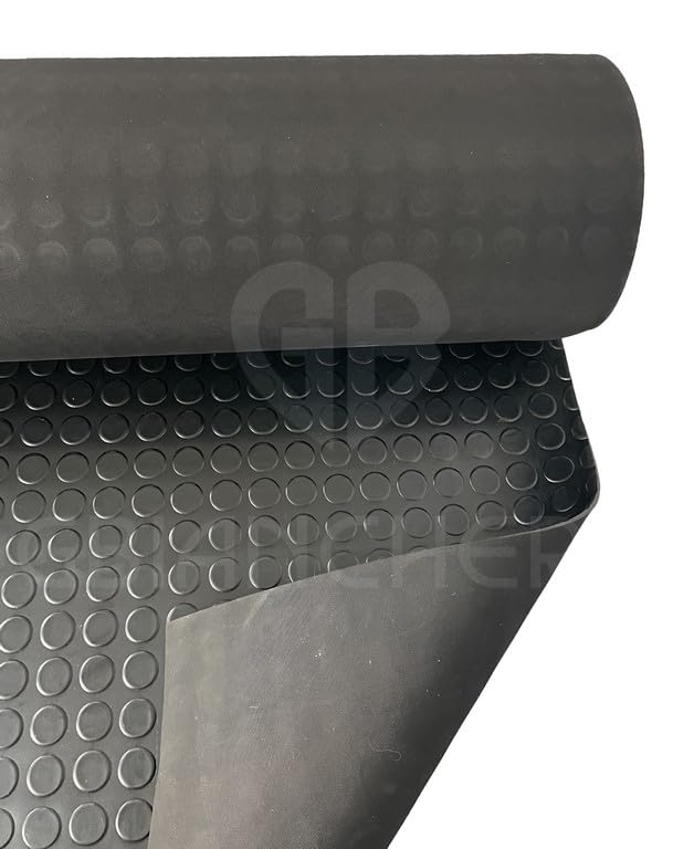 Tappeto Gomma Antiscivolo Bollato Nero Spessore 3mm per Eventi, Fiere, Magazzini e Garage - Tappeto per Pavimento in Gomma Antiscivolo al metro (1x4mt)