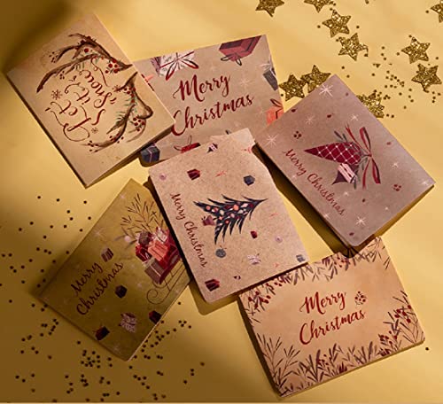 Tarjetas de Felicitación de Navidad, 6Pcs Cartes de Voeux de Noël avec Enveloppes pour la Saison d'hiver Joyeux Noël, Cadeaux de Vacances, Cartes-cadeaux de Noël(11.5*8.5CM/4.5*3.3") Cover