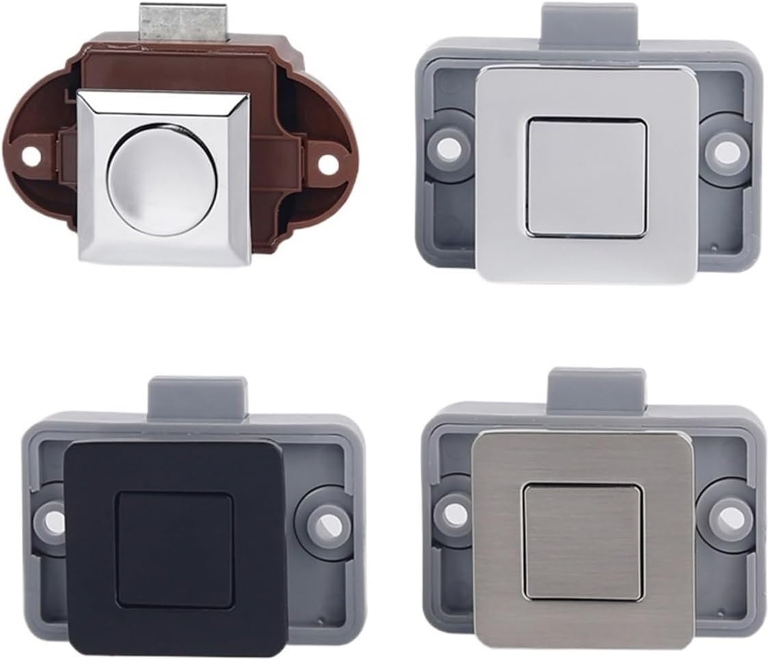 10pcs Camper Car Push Lock RV Caravan Boat Motor Home Cabinet Drawer Latch Button Locks Keyless Furniture Door Lock Hardware(SS6209-Chrome)