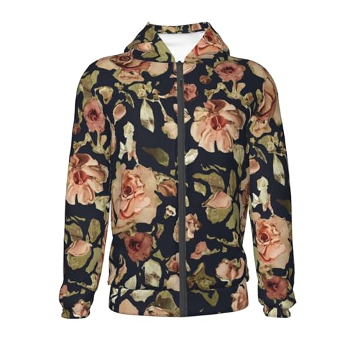 Trendy Blooming Rose Kid Hoodies Boys Zip Up Sweatshirts Girls Pullover with Pocket2