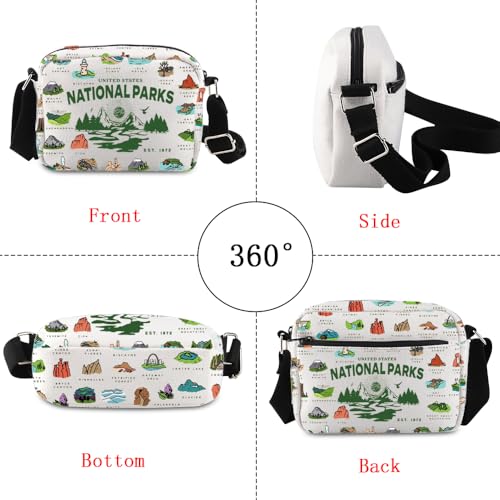 POFULL National Parks Checklist Gift Traveler Gift National Park Hiking Gift US National Park Corssbody Bag3