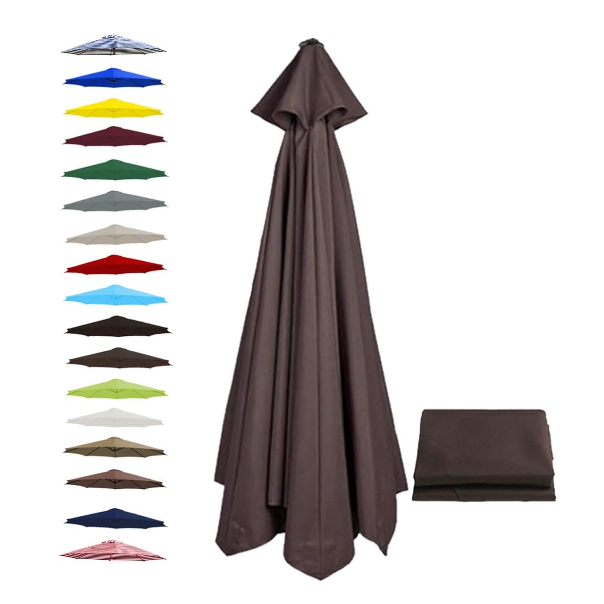 BEEGMA Replacement Parasol Canopy 2.0m 2.50m 2.70m 3.0m Canopy Replacement Top 6 Arms Patio Garden Beach Umbrella Canopy Cover(Color:Coffee,Size:2.50m/8.2FT)