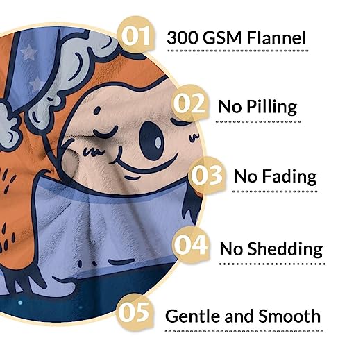 Mercuryelf Custom Sloth Throw Blanket - Soft, Fuzzy & Warm - 50x60 Inches Flannel Blankets for Living Room, Sofa - Dark Blue Cute Throws Gift for Teens