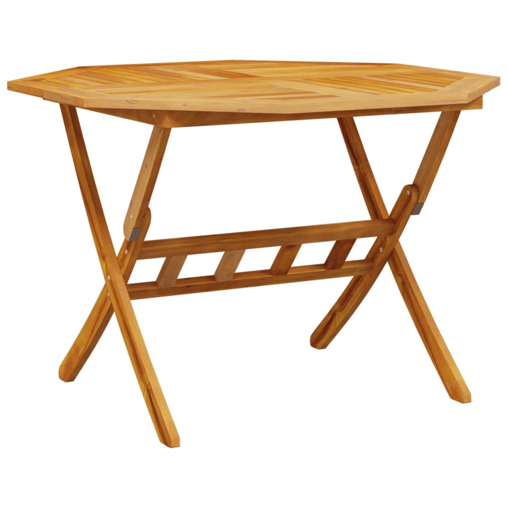 Tavolo da giardino pieghevole, diametro 110 x 75 cm, in legno massiccio di acacia | Superficie trattata a olio, design a doghe per il drenaggio dell'acqua, pieghevole salvaspazio, stabile per bevande