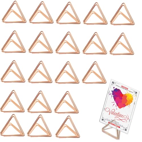 20PCS Triangular Card Holder Place Card Clips, Table Number Holders with Metal Photo Holder, Place Card Holders for Weddings Parties, Creative Desk Organizers, Card Display Stand for Menu and Leaflet