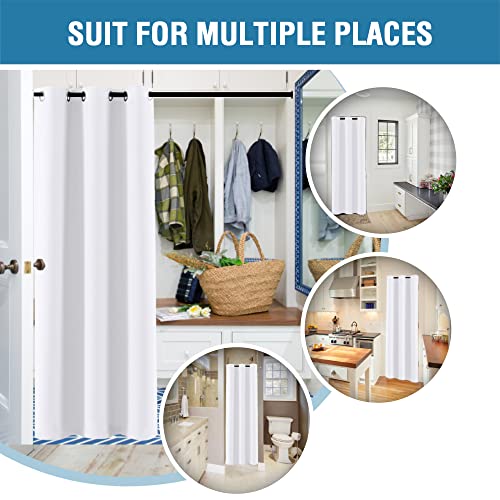 Image of H.VERSAILTEX Doorway Curtain Blackout Closet Door Curtain Room Divider Window Treatment Curtain for Bedroom Thermal Insulated Privacy Drape Soundproof Grommet, 42 x 80 inches, 1 Panel, White