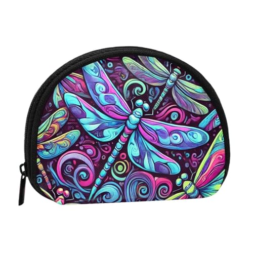 Portable Coin Purse Colorful-Psychedelic-Butterflies Mini Zippered Money Pouch Card Holder