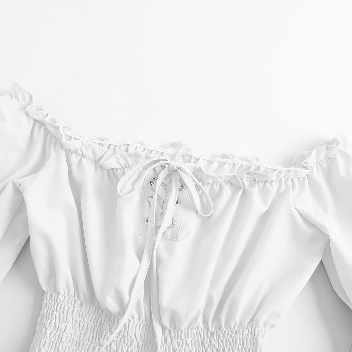 Women's Renaissance Shirt Off Shoulder Medieval Pirate Costume Peasant Blouse Shirts Tops - Image 3