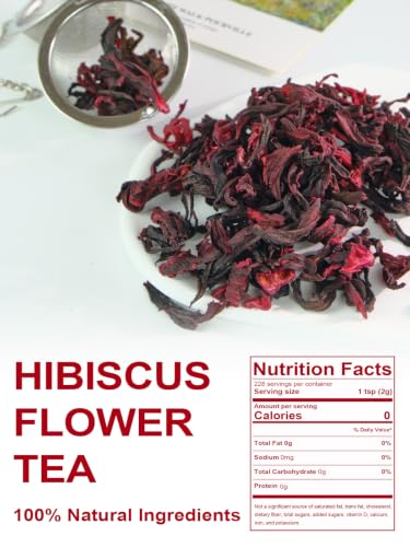 Image of TeeLux Hibiscus Tea Loose Leaf, Dried Hibiscus Flowers, Cut & Sifted, 16 oz | Natural Hibiscus Flower Herbal Tea (Flor de Jamaica), Tart & Refreshing Flavor, Gluten Free, Caffeine Free, Hot or Iced