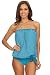 Dippin' Daisy's Turquoise Gingham Bandeau Blouson Tie Tankini Size 12