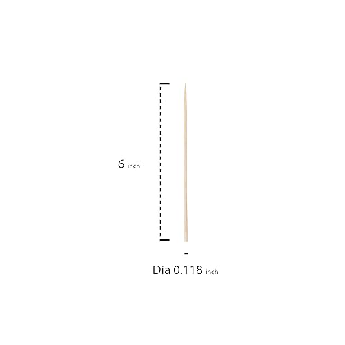 Miniatura 2 de Party Essentials Brochetas de bambú natural desechables compostables de 6", 1200