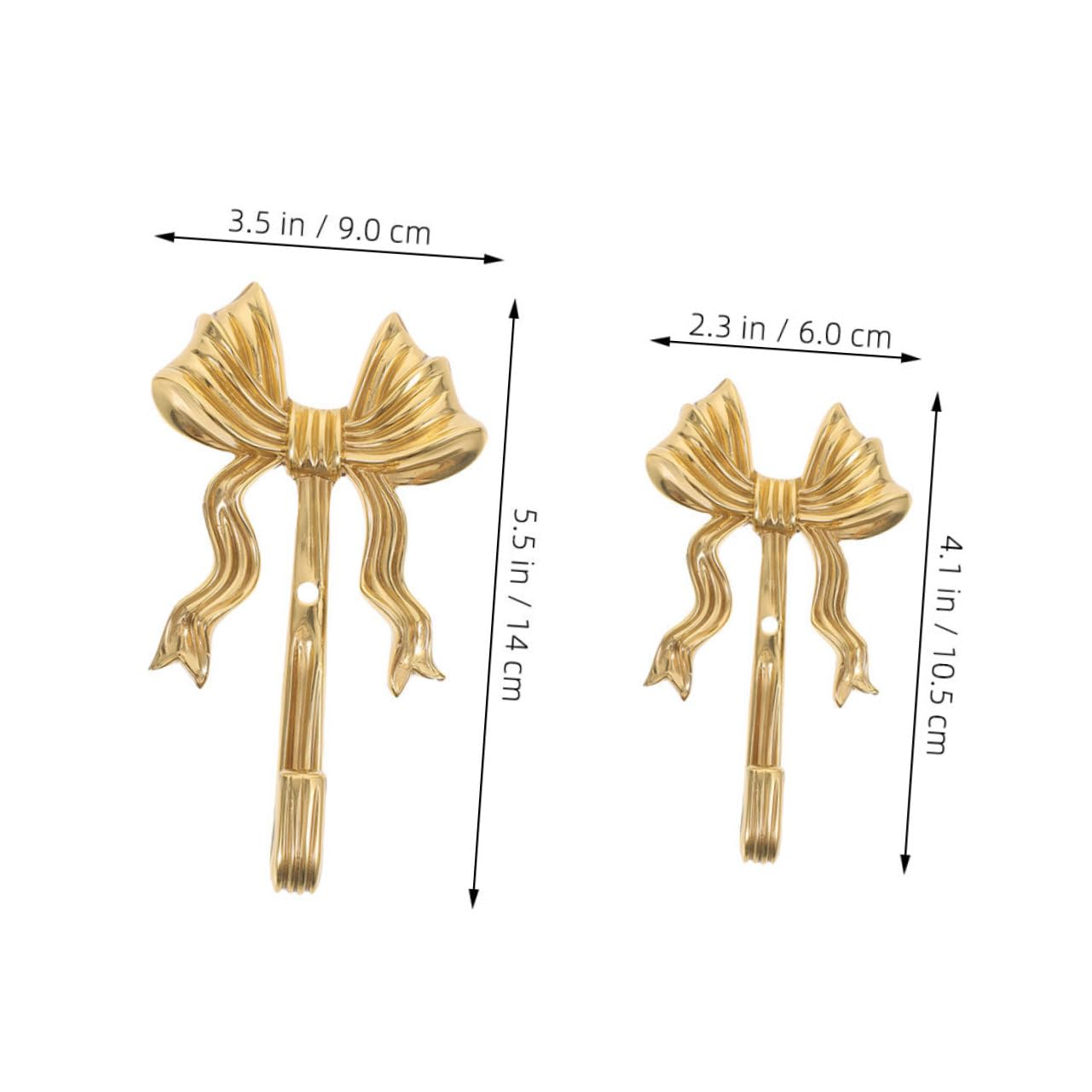 Ganci da Muro Decorativi e Portanti 2 Pezzi in Ottone a Forma di Fiocco Design Elegante e Retrò per Camera da Letto e Ufficio