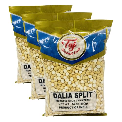 Image of TAJ Premium indian Dalia Split (Roasted Split Chickpeas Daliya), (14oz) (Pack of 3)