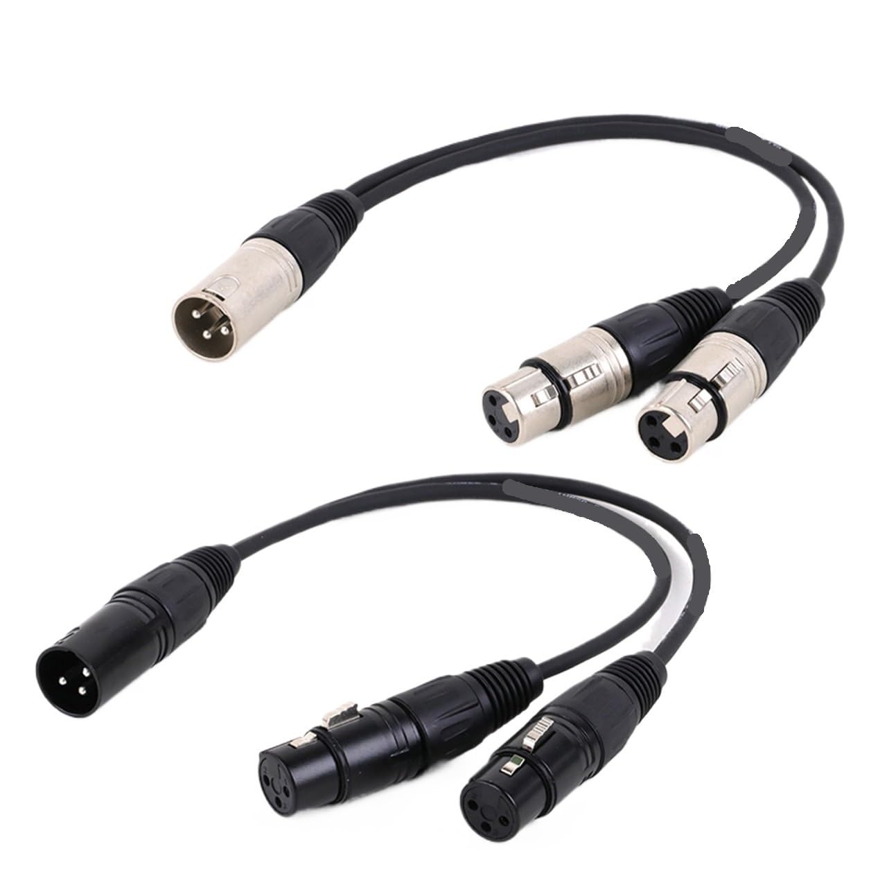 1 cavo sdoppiatore bilanciato XLR a Y per microfono, 3 pin, 1 maschio Ja-ck a 2 femmina XLR, cavo a Y, 30 cm, 0,5 m, 1 m, 2 m, 300 cm, 5 m (giallo-BK, 5 m)