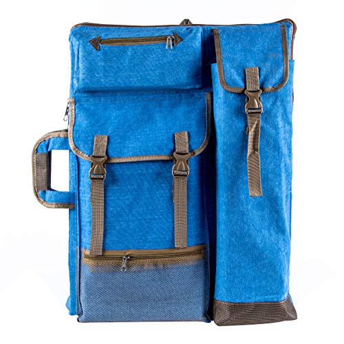 Transon Art Portfolio Case Artist Backpack Canvas Bag Large 26” x 19.5” Blue