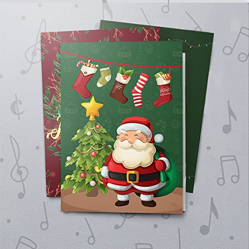 Assorted Christmas Holiday Musical Greeting Cards | Recordable Sound Christmas Tree Cards, Santa Christmas Greeting Card With Music, Singing Christmas Wreath Cards, 3 Pack Cards (120sec Recordable)