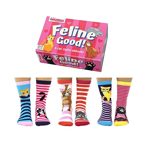 Feline Good Katzen Oddsocks Socken in 37-42 im 6er Set - Strumpf