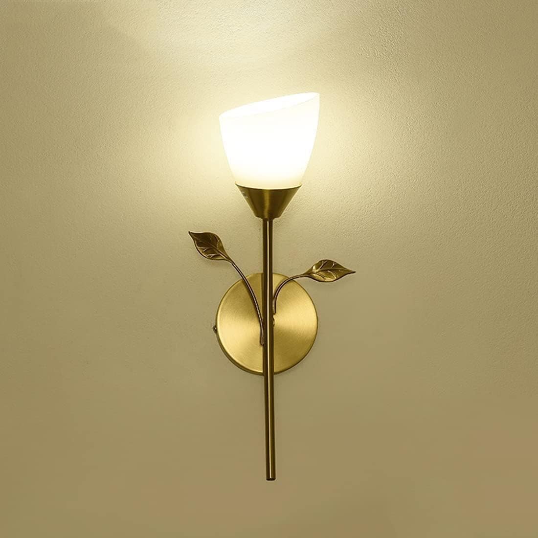 JYBNBBE Wall Lamp Gold Glass Wall Lights Bathroom Vanity Light Flower Design Wall Sconce Lighting Fixture Brushed Brass Finish Wall Mount Sconce,Chandelier,35cm