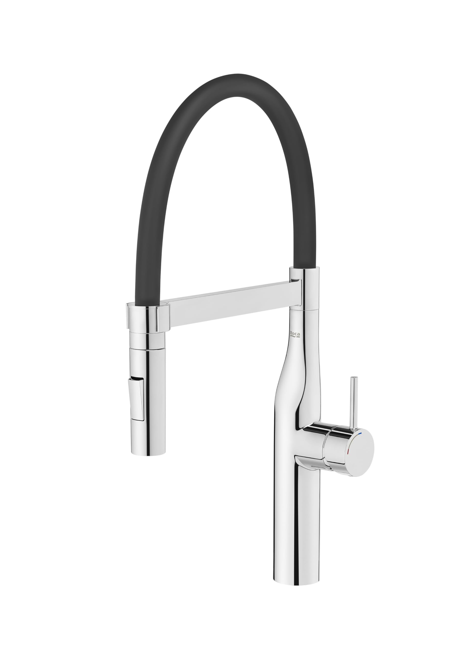 Roca A5A884DC00 Mezclador Cocina, Coleccion Glera Pro, Caño Curvo Caucho y Extraible, Cromado
