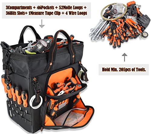 46Pockets-26" Rolling Tool Bag, Tool Bag With Wheels, Large Tool Bag, Rolling Tote Bag, Tool Tote, Hvac Tool Bag, Electrician Tool Bag, Tool Bag Organizer, Tool Bags For Men,Tool Bags For Construction #TOP1