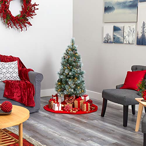 Nearly Natural 4ft. Frosted Tip British Columbia Mountain Pine Artificial Christmas Tree with 100 Clear Lights, Pine Cones and 228 Bendable Branches by Nearly Natural - Image 6