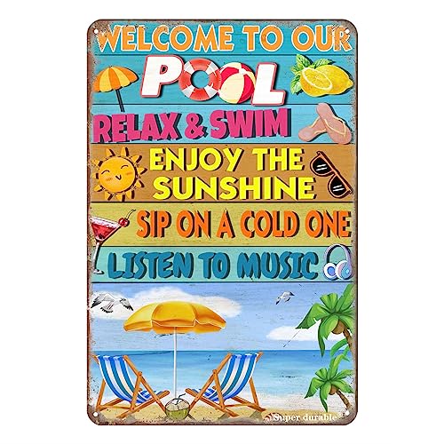 Cartel metálico decorativo para piscina 12x8 pulgadas miniatura 1
